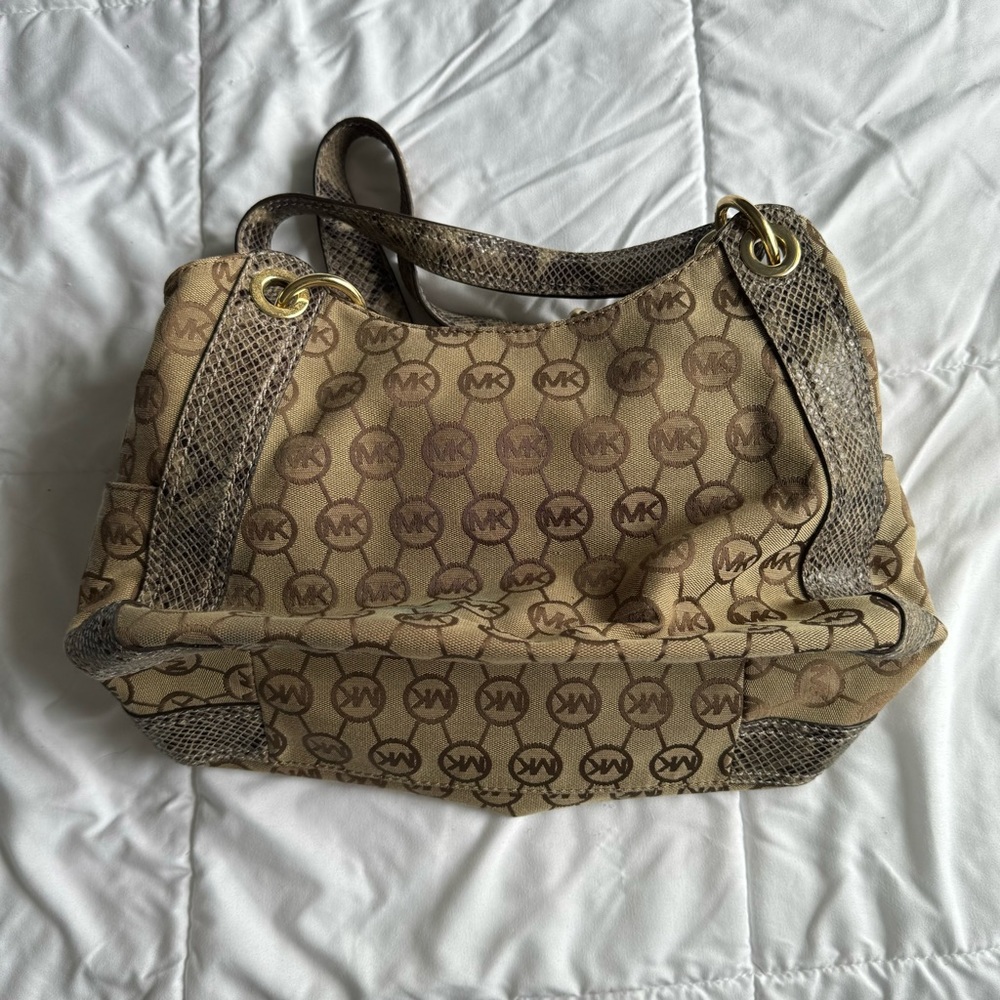 Michael Kors Monogram Snake Print Shoulder Bag - Picture 7 of 12